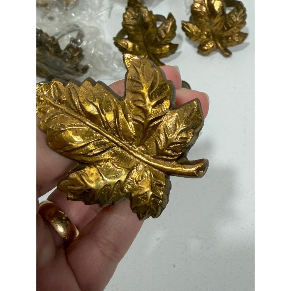 Maple Leaf Napkin Rings Set of 12 Autumn Fall Thanksgiving Decor gold‎ color